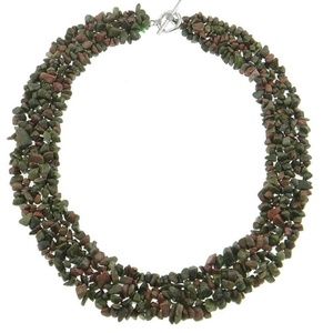 😀 3 for $20 New Unakite Gemstone Chip Necklace